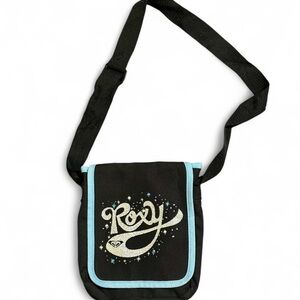 Roxy Black Messenger Bag with Blue Trim